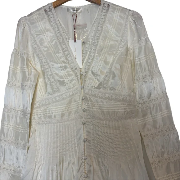 LoveShackFancy Ellitia Maxi Dress Victorian Lace Button Front Ivory NWT Size 4 - Picture 10 of 15